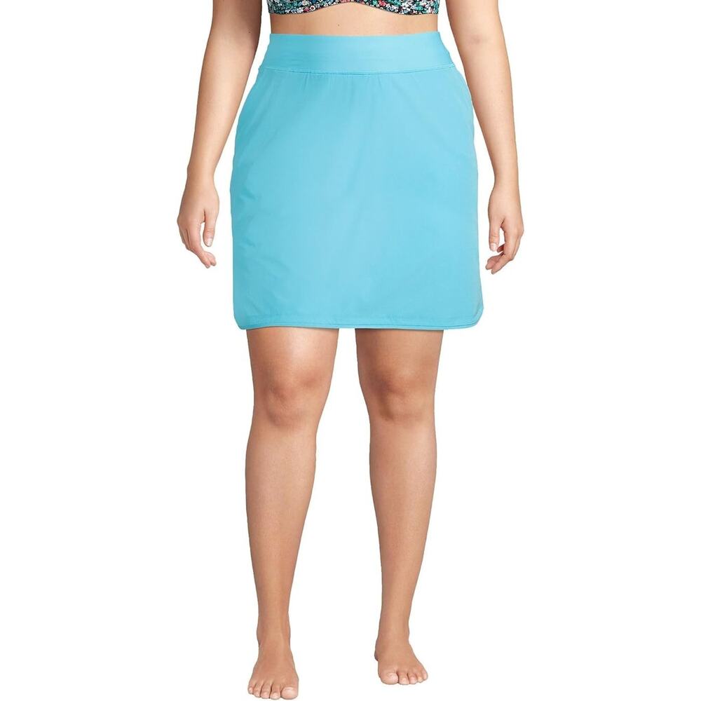 Lands' End Womens Comfort Waist Swim Skirt Swim Bottoms Skort Turquoise 26W
